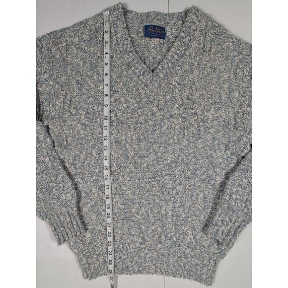 Pen West by Pendleton Sweater Men’s M Blue Gray Knit V-Neck Wool Cotton USA VTG - Picture 8 of 11